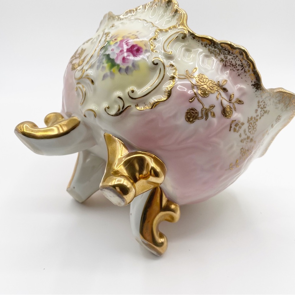 Gold Trimmed Trinket Bowl Candy Bowl with Flower Accent Bowl - Picture 11 of 11